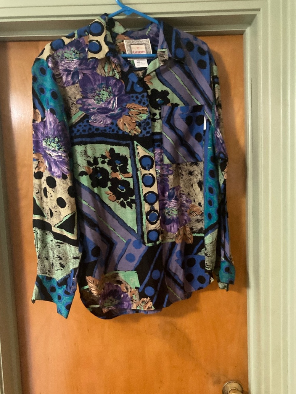 Vintage Retro Z. Cavaricci Button Down Shirt Top Made in USA Large